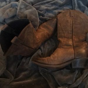 Dark brown cowboy boots real leather